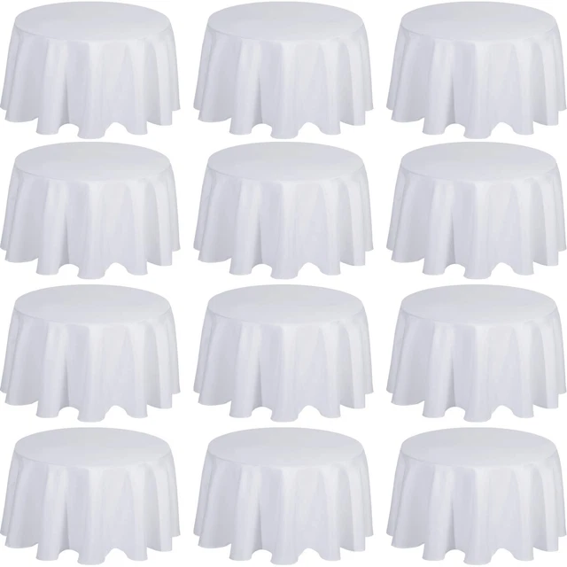 Bulk Polyester Round Tablecloths - Pack of 12 Fitted 48 Inch Table Covers n