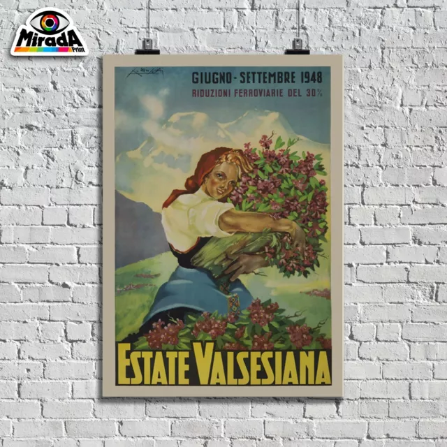 POSTER locandina vintage ESTATE VALSESIANA  VALSESIA Alagna Piemonte Varallo TOP