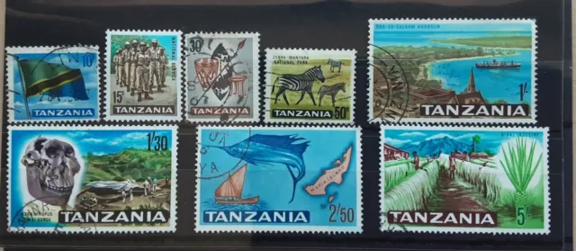 Tanzania 1965 - Independence Definitives part set of 8 used stamps 10c - 5s