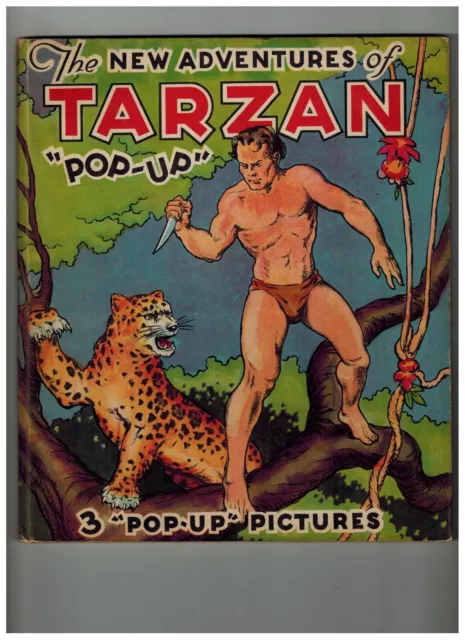 The New Adventures Of Tarzan 3 "Pop-Up" Pictures Book Hc 1935 Nice
