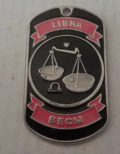 Russian Dog Tag Pendant Medal   Zodiac   Libra