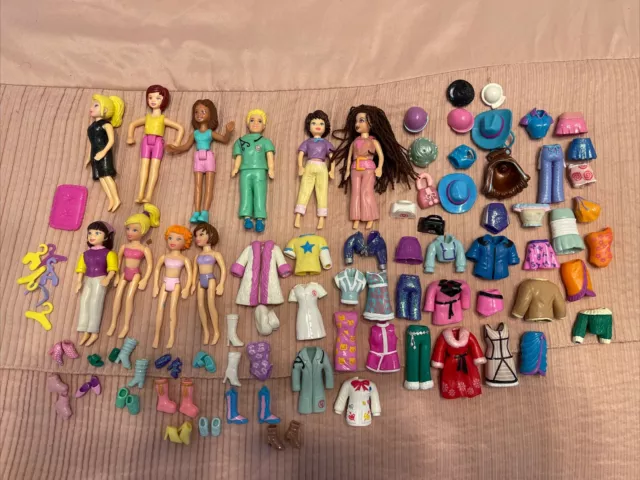 Polly Pocket Lot 10 Dolls Plus Accessories B9