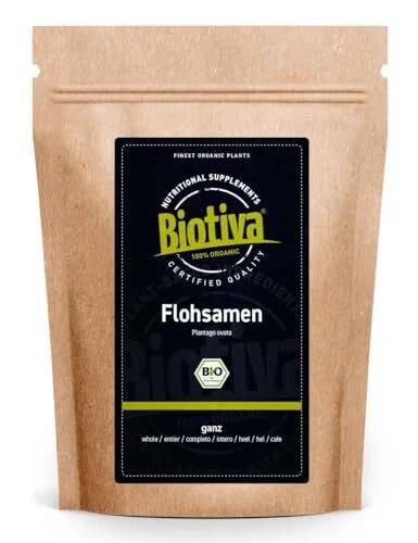 Biotiva Psyllium bio 1kg, entier - Pureté 99% - Sachet fraîcheur refermable - Sa