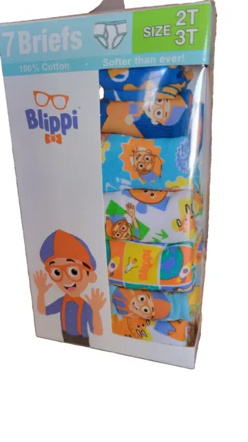 Toddler Boys Blippi 7 Pair Cotton Briefs Size 2T 3T by Handcraft New