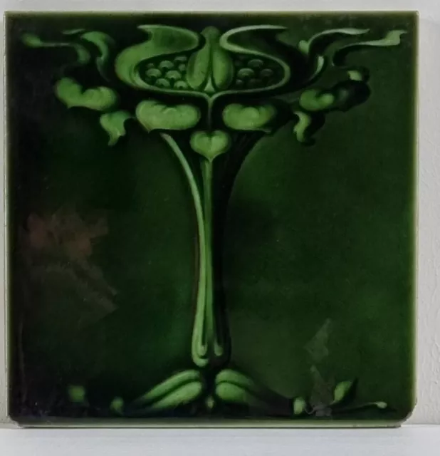 Translucent Antique Art Nouveau 6" x 6" Victorian Tile T & R Boote circa 1900s