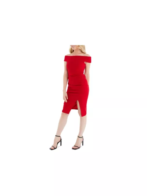QUIZ WOMENS RED Pullover Short Sleeve Knee Length Party Sheath Dress 10 ...
