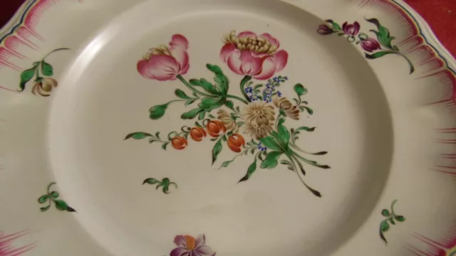 Assiette montée sur piedouche faience de Lunéville XIX ème peint main Reverbère 2