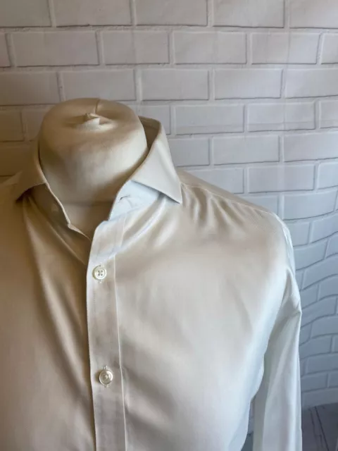 Camicia Charles Tyrwhitt bianca in twill 16"" - 33"" extra slim aderente NON FERRO polsino con bottoni