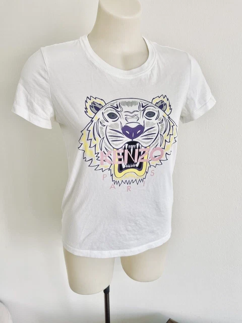 KENZO PARIS T SHIRT da donna Jungle T shirt bianca Tiger Face