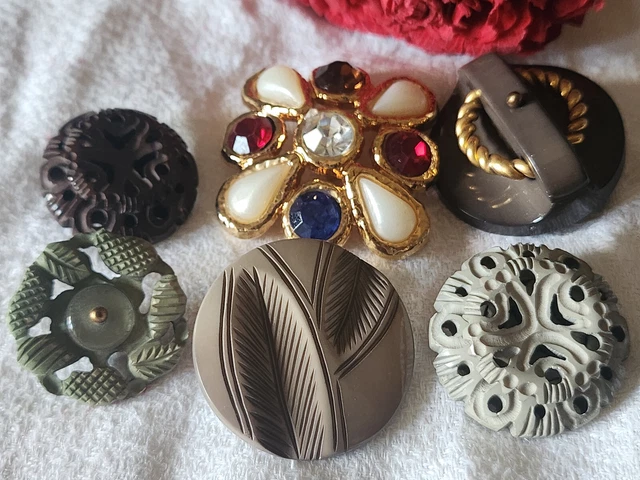 Lot De 12 Boutons Vintage Gris - Diamètre 1.6 Cm - Réf. 5537 - Pour Couture Ou Customisation - Occasion