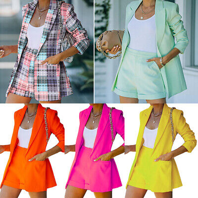 Suit Set Jacket Office 2X N Co-ord Ladies Suit Women Tops Blazer Shorts Work *