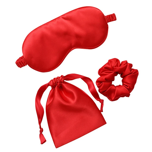 3pcs/Set Portable Simulated Silk Eye Mask Ponytail Holder Hair Ties Cloth Bag **