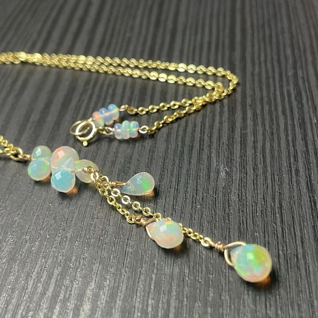 Collier En Argent 925 Avec Perles D'opale De Feu éthiopienne - 16 Pouces - Neuf Sans Emballage