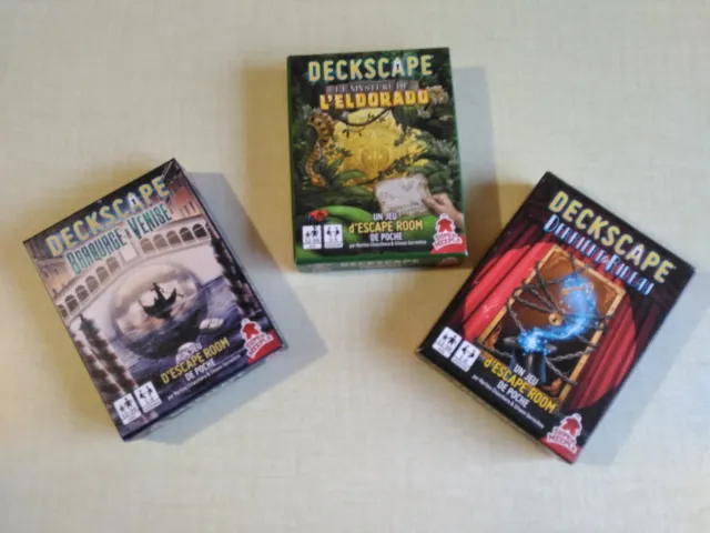 Lot de trois jeux de société Deckscape (escape game à base de cartes)