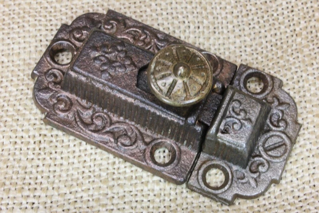 Old Cabinet Catch Cupboard Latch Copper Solid BRASS Knob Vintage 1871 Patent