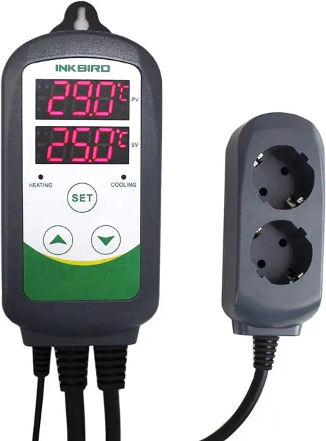 Prise Thermostat Numérique 2 Relais 220V Sonde,Controleur Température Refroidiss