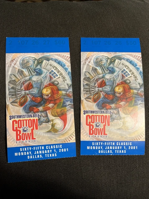 2001 Cotton Bowl - Kansas State Wildcats Vs Tennessee Volunteers - 2 Tickets