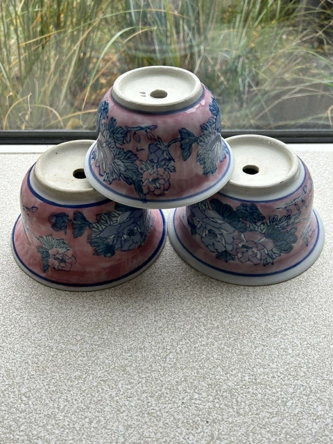 Set Di 3 Vasi In Ceramica Dipinti A Mano - Design Invecchiato Multicolore, Per Centrotavola, Caminetto, Ingresso