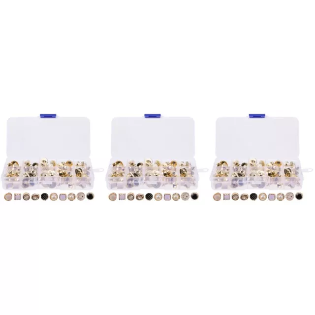 3 cajas/100 piezas botones de aleación de botones de perlas sintéticos Bling