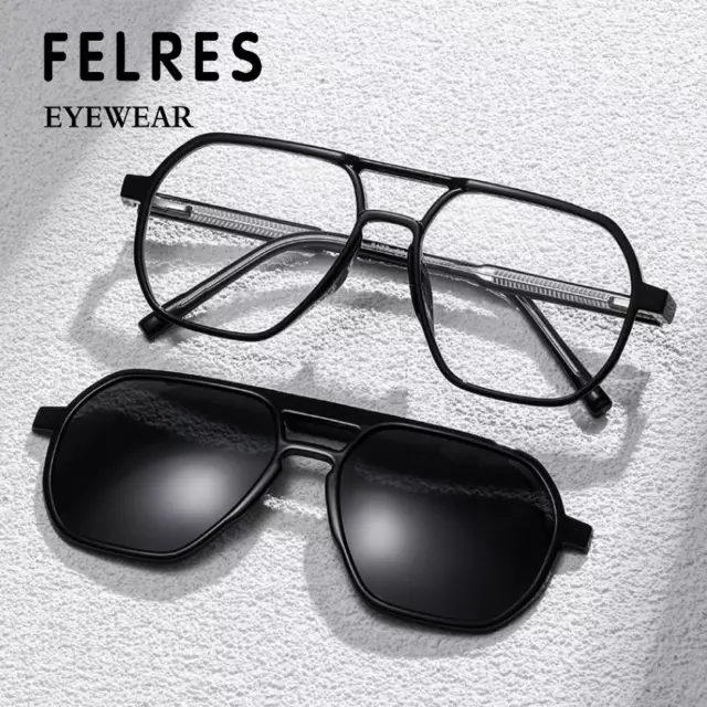 TR90 Magnetic Clip On Flip Up Polarized Sunglasses Men Clear Lens Eyeglasses New