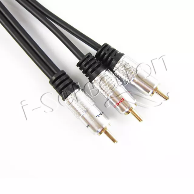 Premium 1 RCA to 2 RCA Subwoofer Audio Cable Y Splitter Cord Lead Gold Plated