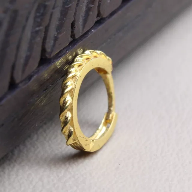 Carino 14K Vero Oro Indiano Cerchio Naso Anello Clicker Chiusura a Scatto