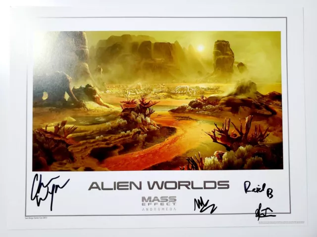 Mass Effect Andromeda Alien Worlds Lithograph Promo Poster SDCC 2015 Dev Signed