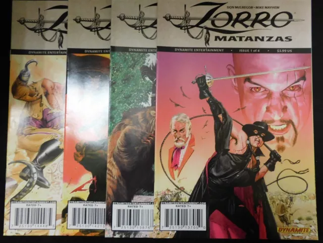 Zorro Matanzas 1-4 Dynamite Comic Set Complete Don Mcgregor Mayhew 2010 Vf/Nm