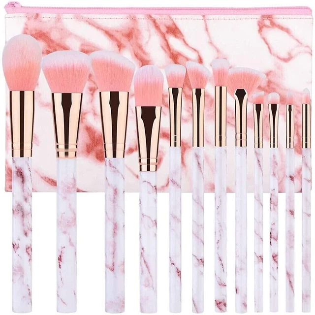 Pennelli Make Up Start Makers 12 pezzi Set di Pennelli per trucco In Marmo Rosa