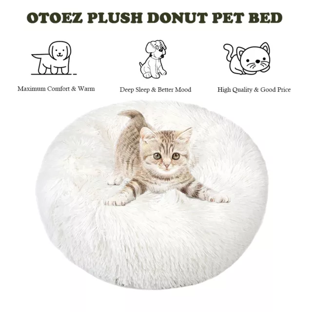 Donut Plush Pet Dog Cat Bed Fluffy Soft Warm Calming Bed Sleeping Kennel Nest 7