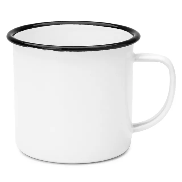 NEW Falcon Enamel Mug White & Black 350ml