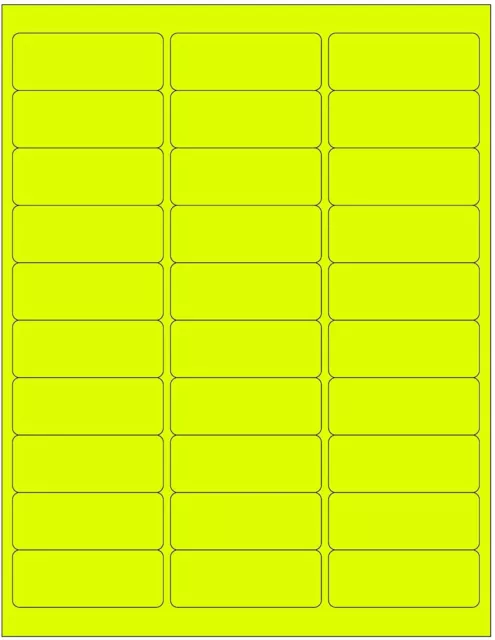 3000 Address Labels Amazon FBA 30 Per Sheet 30UP 2.625''x1'' Fluorescent Yellow