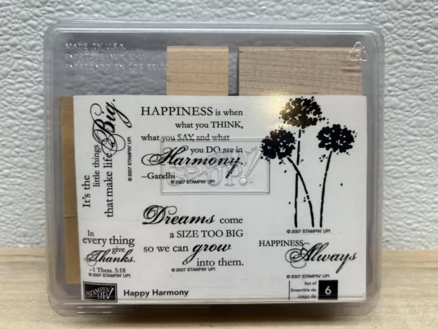 2007 Stampin' Up! Happy Harmony Set Of 6 Wood Mounted Rubber Stamps