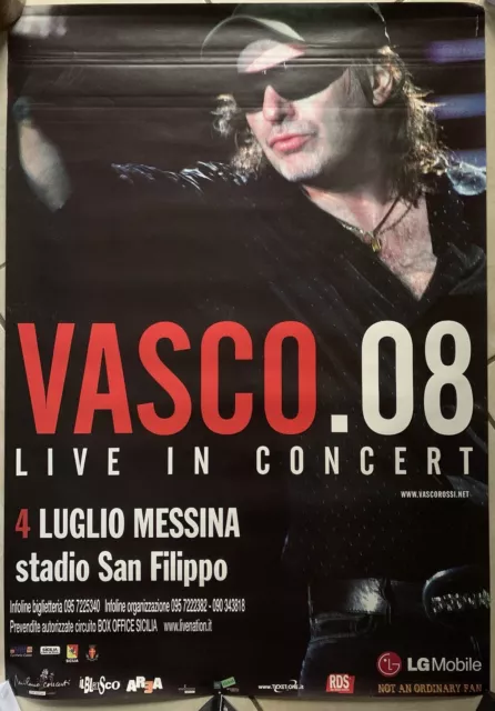 Manifesto Poster Concerto VASCO ROSSI Live  tour 2008 Tappa Di Messina