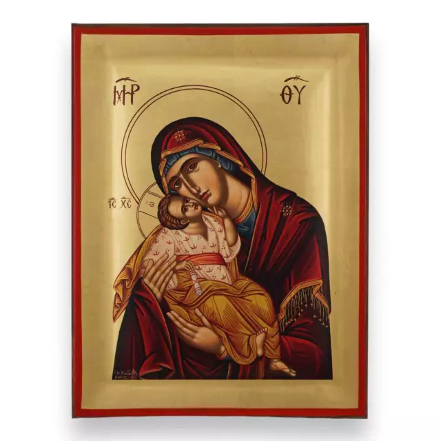 Virgin Mary Sweet Kissing Icon - Premium Handmade Greek Orthodox Byzantine Icon