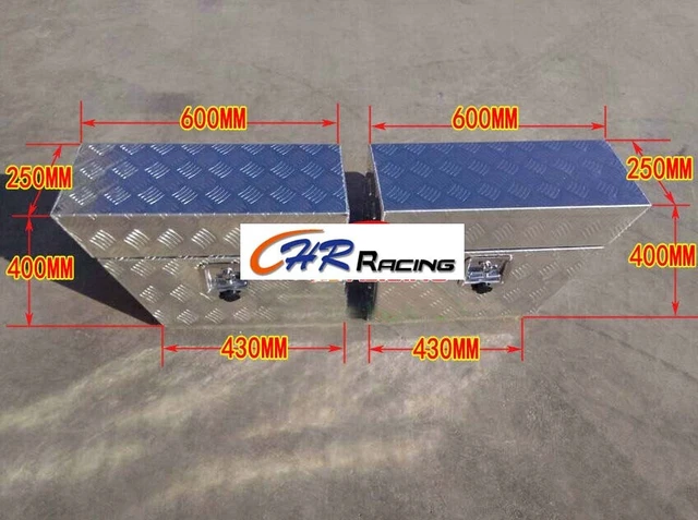60×40×25cm Pair Aluminium Undertray Under Tray Underbody Ute Tool Box Storage