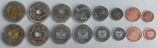 Papua-Nueva / Papua Nuevo Guinea kms Juego de monedas 1996-2009 sin circular