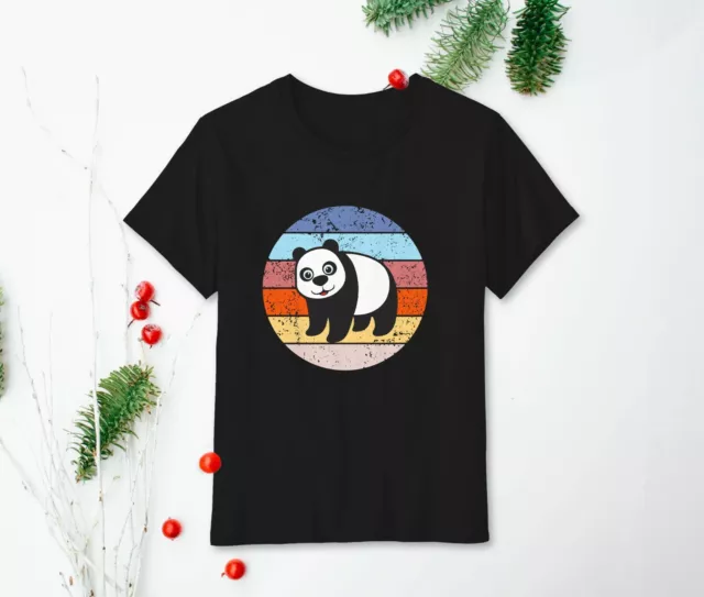 Women Panda T Shirt Vintage Sunset Design Cute Bear Panda Lover Gift Ladies Top