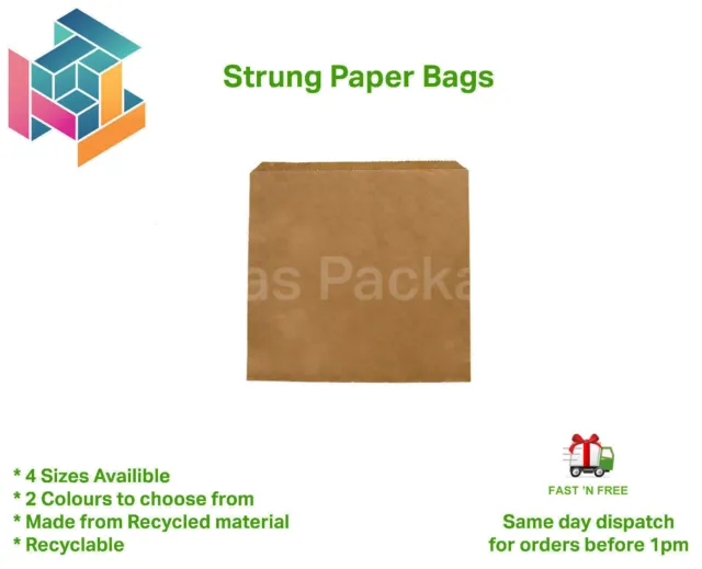 Paper Bags Strung Brown & Kraft Food Sandwich Takeaway Grocery Bag