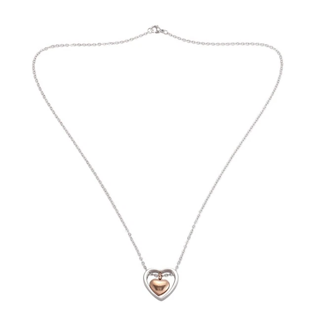Collar de urna de cremacion de oro rosa de corazon doble Kit de llenado de S6