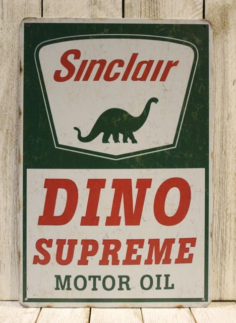 Sinclair Motor Oil Gas Station Tin Dino Sign Vintage Style Mechanic Garage xz