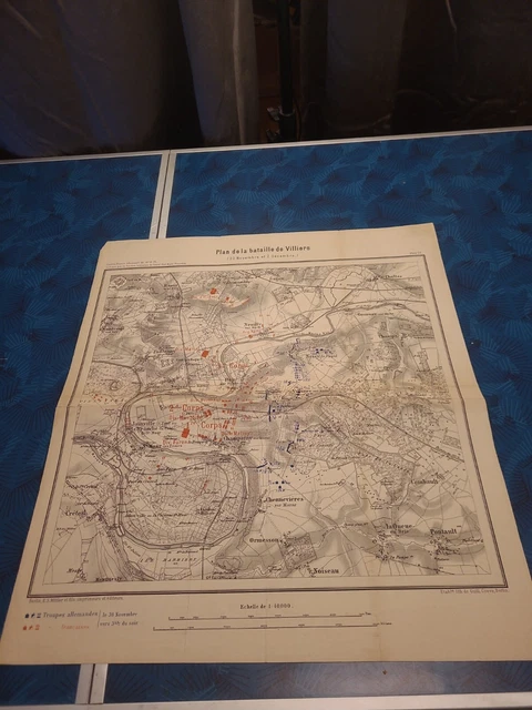 Carte Guerre 1870/71 Plan de la Bataille de VILLIERS  30 Novembre et 2 Décembre