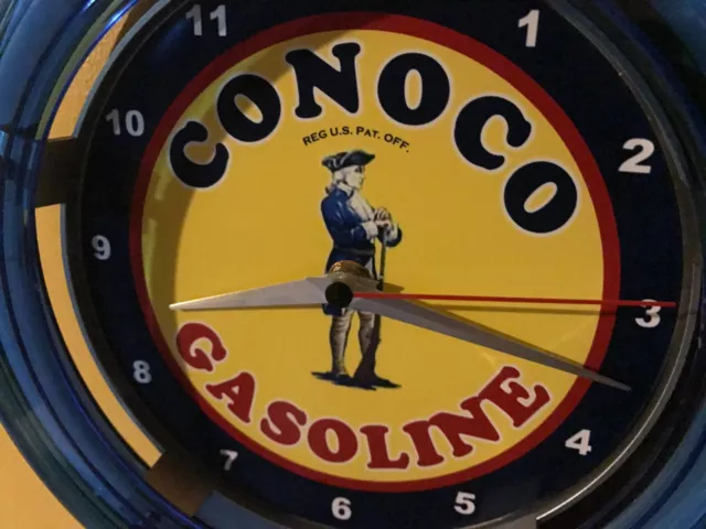 Conoco Oil Gas Service Station Garage Bar Advertising Neon Wall Clock Sign 2