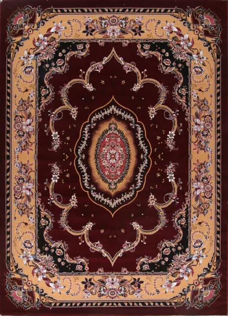 Red Floral Area Rug 10x13 ft Luxury Living Room Carpet