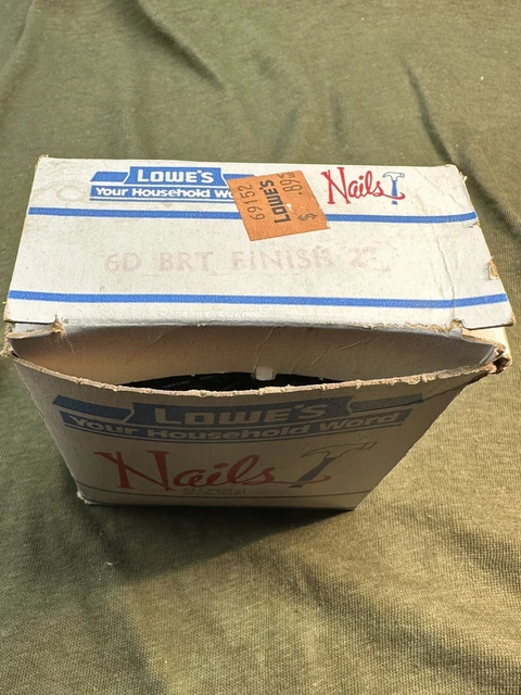 Vintage box of nails - Lowe's Your Household Word.  Open box.  6D Finishing 2in. 14