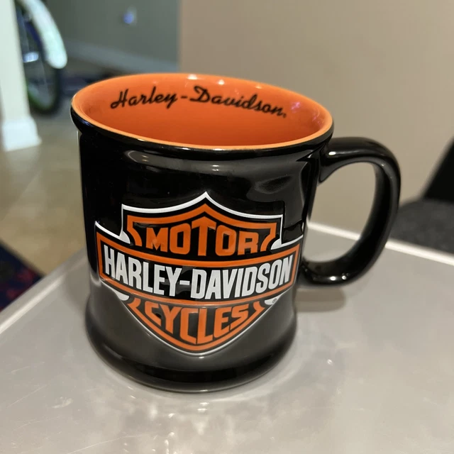 Harley Davidson Official 3D Logo Coffee Mug Cup Black/Orange Officially License