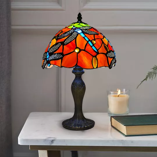 Lampada da tavolo libellula stile Tiffany 10 pollici arte artigianale tonalità design unico