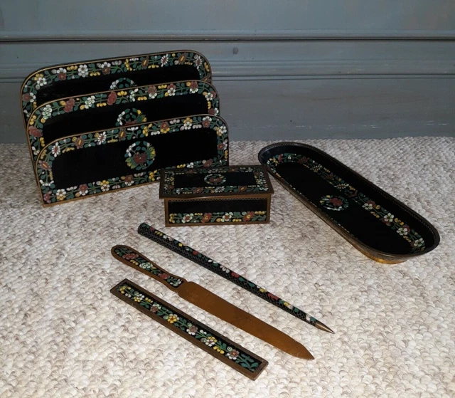 Antique Japanese Cloisonne Desk Set Antique Japanese Cloisonne Desk Set