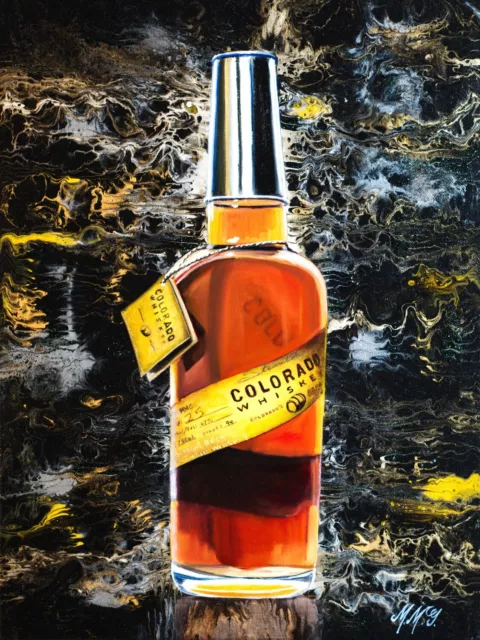 🔵 Sip and Surrender / Original Handmade Whiskey Art Painting Bourbon Colorado