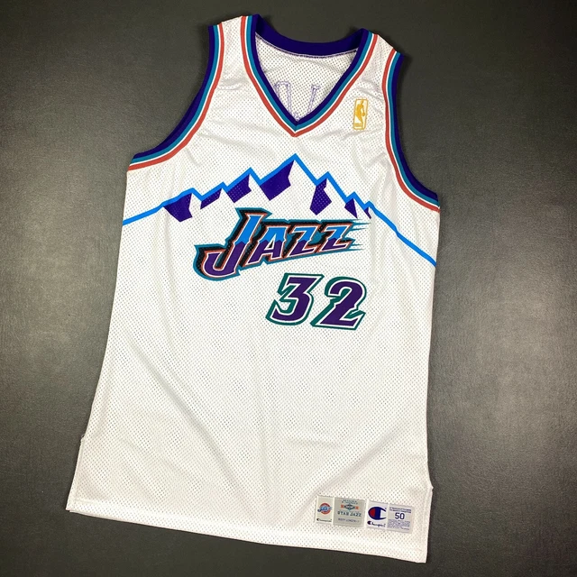100% Authentic Karl Malone Champion 96 97 Jazz Autographed Pro Cut Game Jersey